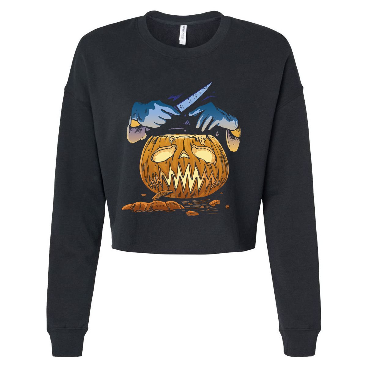 Pumpkin Carving Cropped Pullover Crew