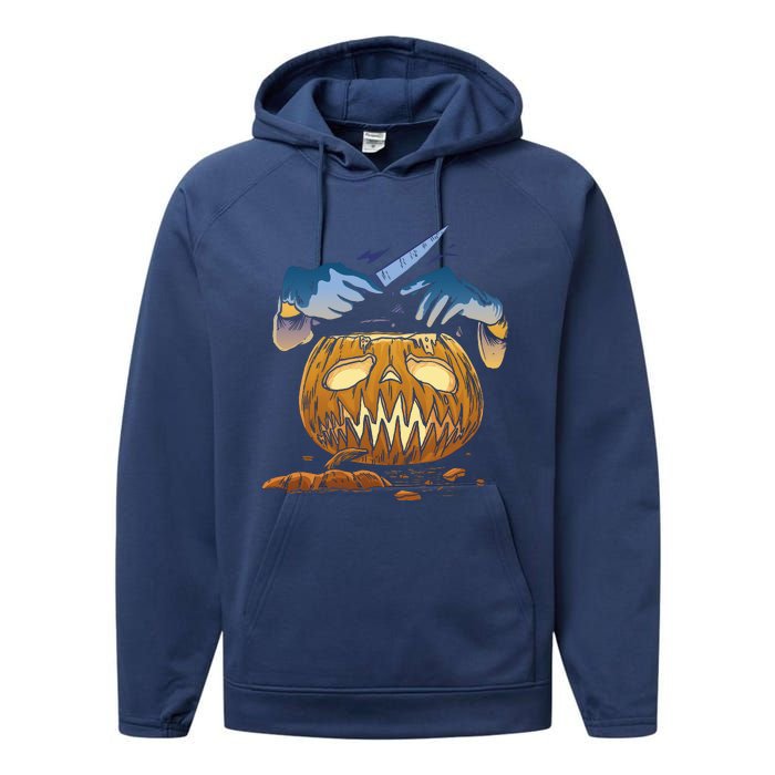 Pumpkin Carving Performance Fleece Hoodie