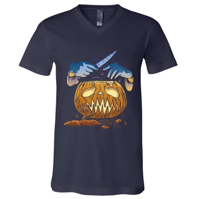 Pumpkin Carving V-Neck T-Shirt