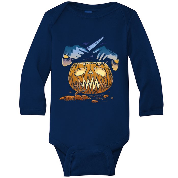 Pumpkin Carving Baby Long Sleeve Bodysuit