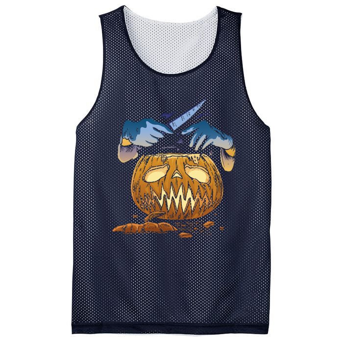 Pumpkin Carving Mesh Reversible Basketball Jersey Tank