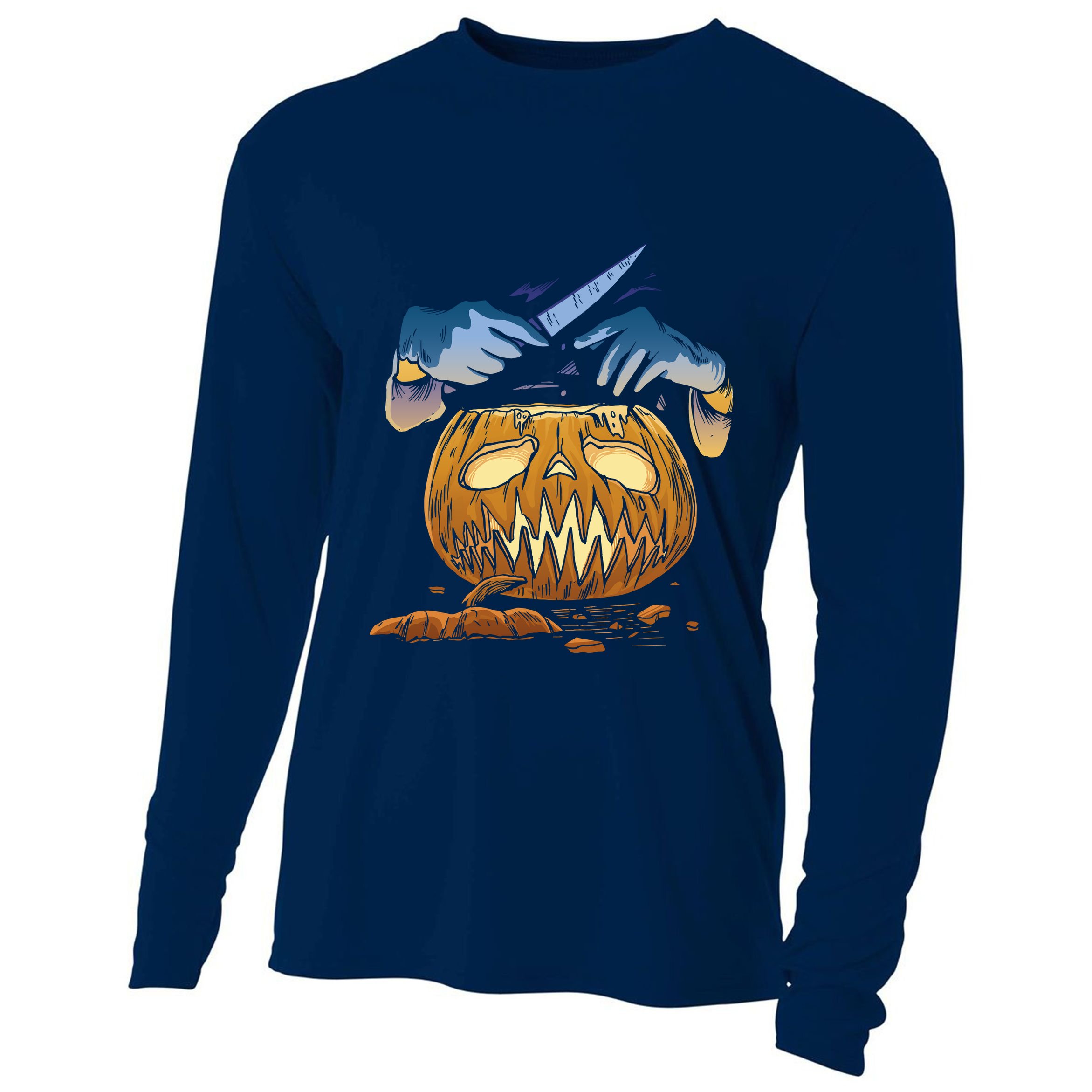Pumpkin Carving Cooling Performance Long Sleeve Crew