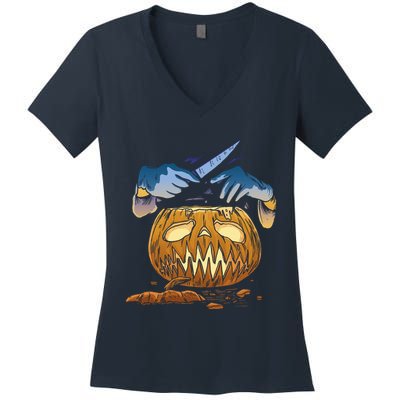 Pumpkin Carving Women's V-Neck T-Shirt