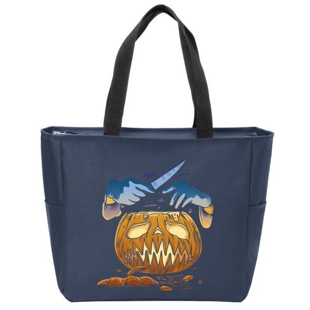 Pumpkin Carving Zip Tote Bag
