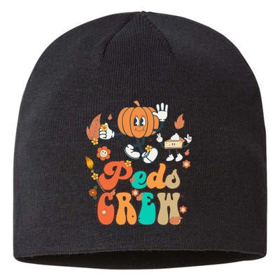 Peds Crew Pumpkin Thanksgiving Fall Pediatric Nurse Retro Sustainable Beanie