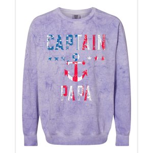 Patriotic C.A.P.T.A.I.N Papa American Superhero Us Flag Colorblast Crewneck Sweatshirt