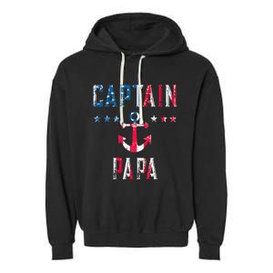 Patriotic C.A.P.T.A.I.N Papa American Superhero Us Flag Garment-Dyed Fleece Hoodie