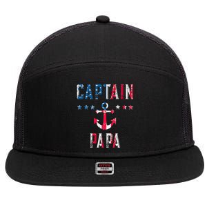 Patriotic C.A.P.T.A.I.N Papa American Superhero Us Flag 7 Panel Mesh Trucker Snapback Hat