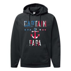 Patriotic C.A.P.T.A.I.N Papa American Superhero Us Flag Performance Fleece Hoodie