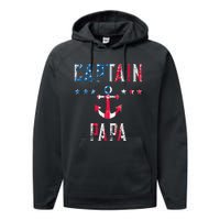 Patriotic C.A.P.T.A.I.N Papa American Superhero Us Flag Performance Fleece Hoodie