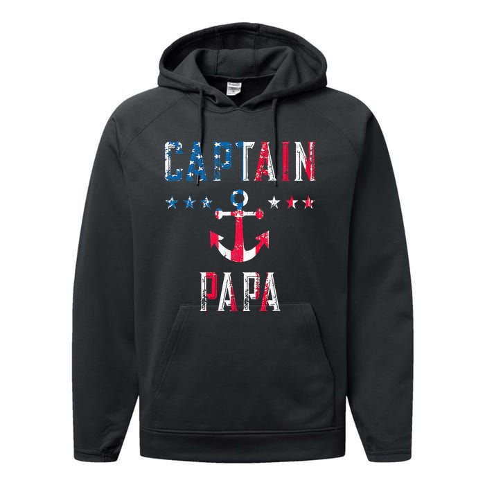 Patriotic C.A.P.T.A.I.N Papa American Superhero Us Flag Performance Fleece Hoodie