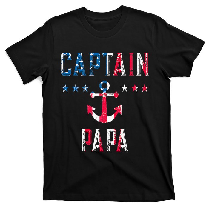 Patriotic C.A.P.T.A.I.N Papa American Superhero Us Flag T-Shirt