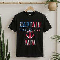 Patriotic C.A.P.T.A.I.N Papa American Superhero Us Flag T-Shirt