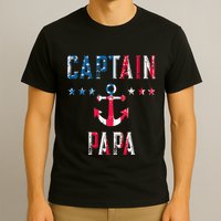 Patriotic C.A.P.T.A.I.N Papa American Superhero Us Flag T-Shirt