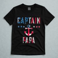 Patriotic C.A.P.T.A.I.N Papa American Superhero Us Flag T-Shirt