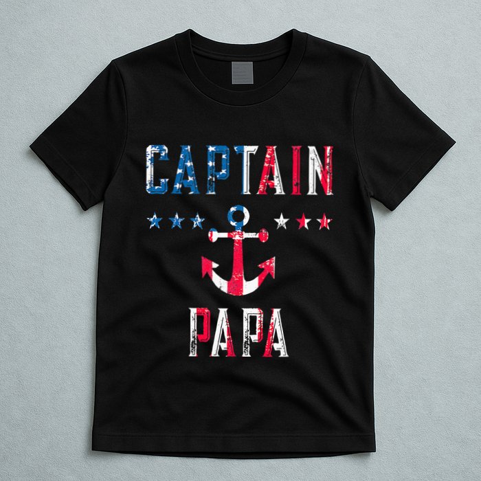 Patriotic C.A.P.T.A.I.N Papa American Superhero Us Flag T-Shirt