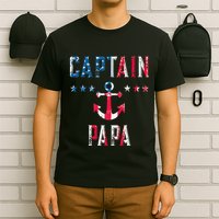 Patriotic C.A.P.T.A.I.N Papa American Superhero Us Flag T-Shirt