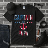 Patriotic C.A.P.T.A.I.N Papa American Superhero Us Flag Tall T-Shirt