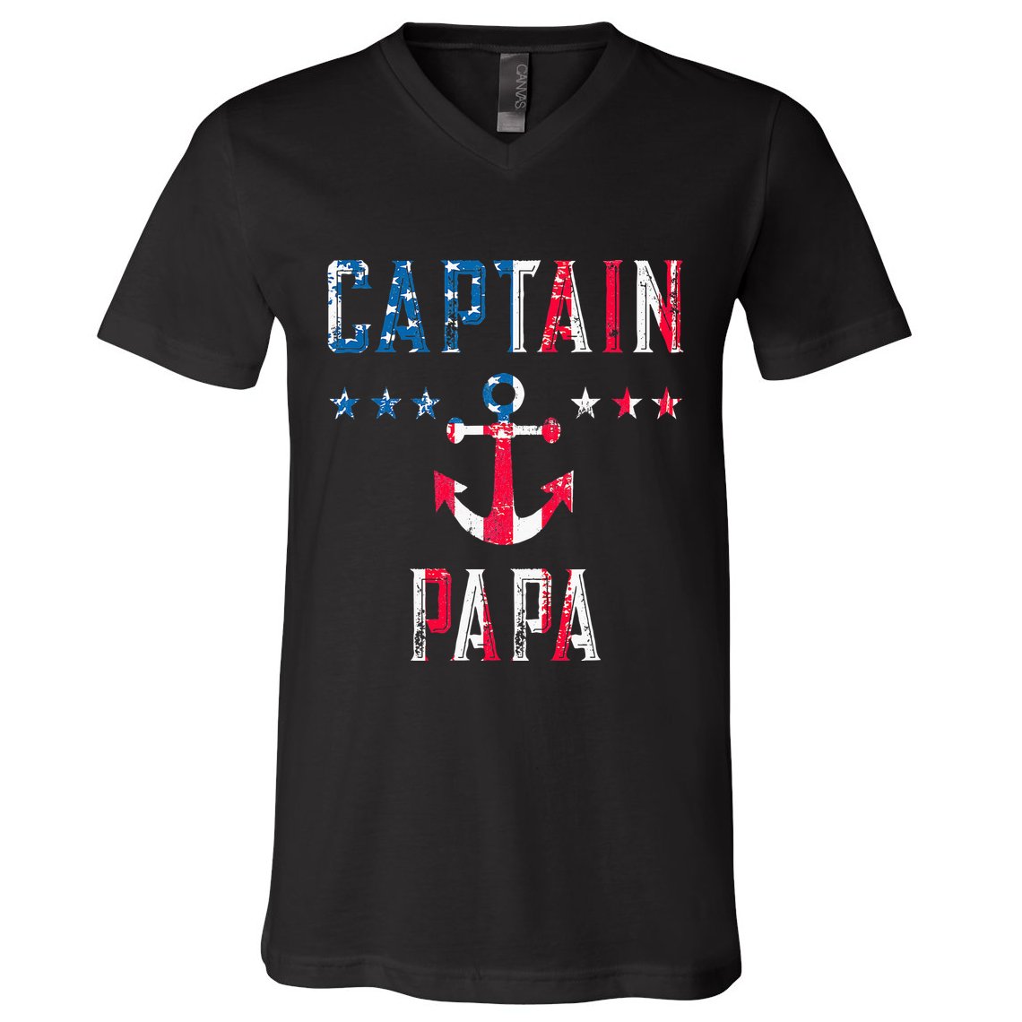 Patriotic C.A.P.T.A.I.N Papa American Superhero Us Flag V-Neck T-Shirt