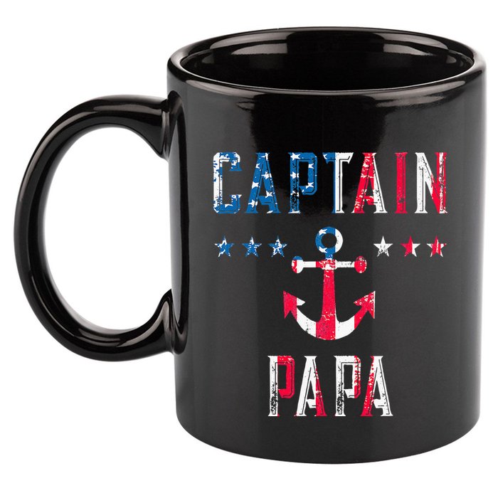 Patriotic C.A.P.T.A.I.N Papa American Superhero Us Flag 11oz C Handle Ceramic Mug