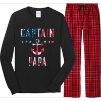 Patriotic C.A.P.T.A.I.N Papa American Superhero Us Flag Long Sleeve Pajama Set