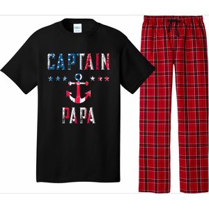 Patriotic C.A.P.T.A.I.N Papa American Superhero Us Flag Pajama Set