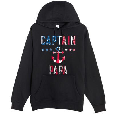 Patriotic C.A.P.T.A.I.N Papa American Superhero Us Flag Premium Pullover Hoodie