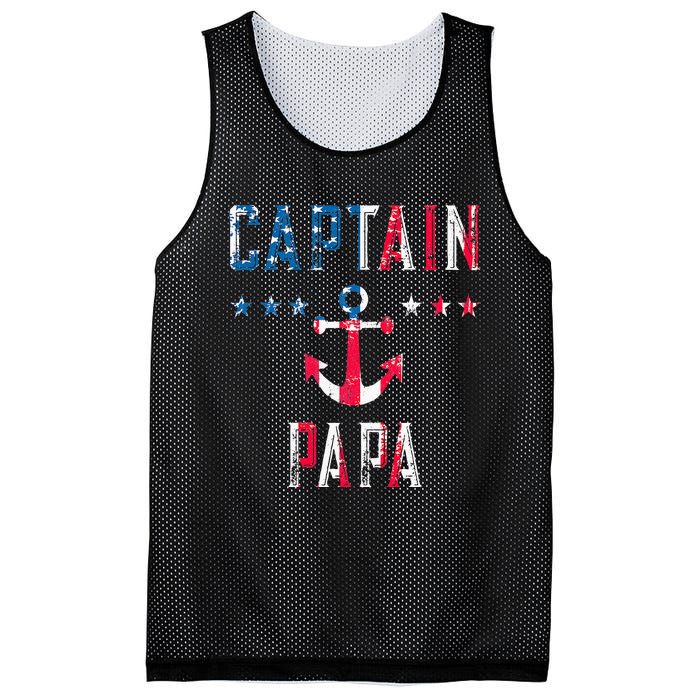 Patriotic C.A.P.T.A.I.N Papa American Superhero Us Flag Mesh Reversible Basketball Jersey Tank