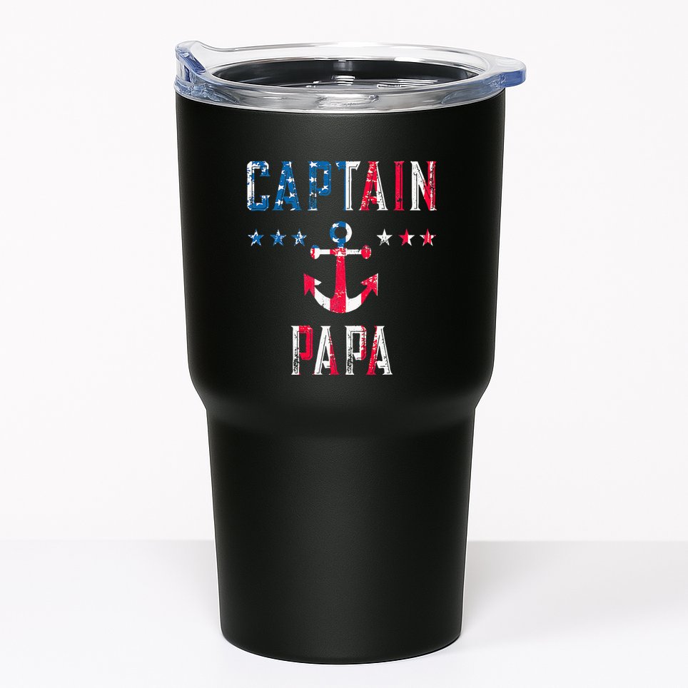 Patriotic C.A.P.T.A.I.N Papa American Superhero Us Flag Tumbler