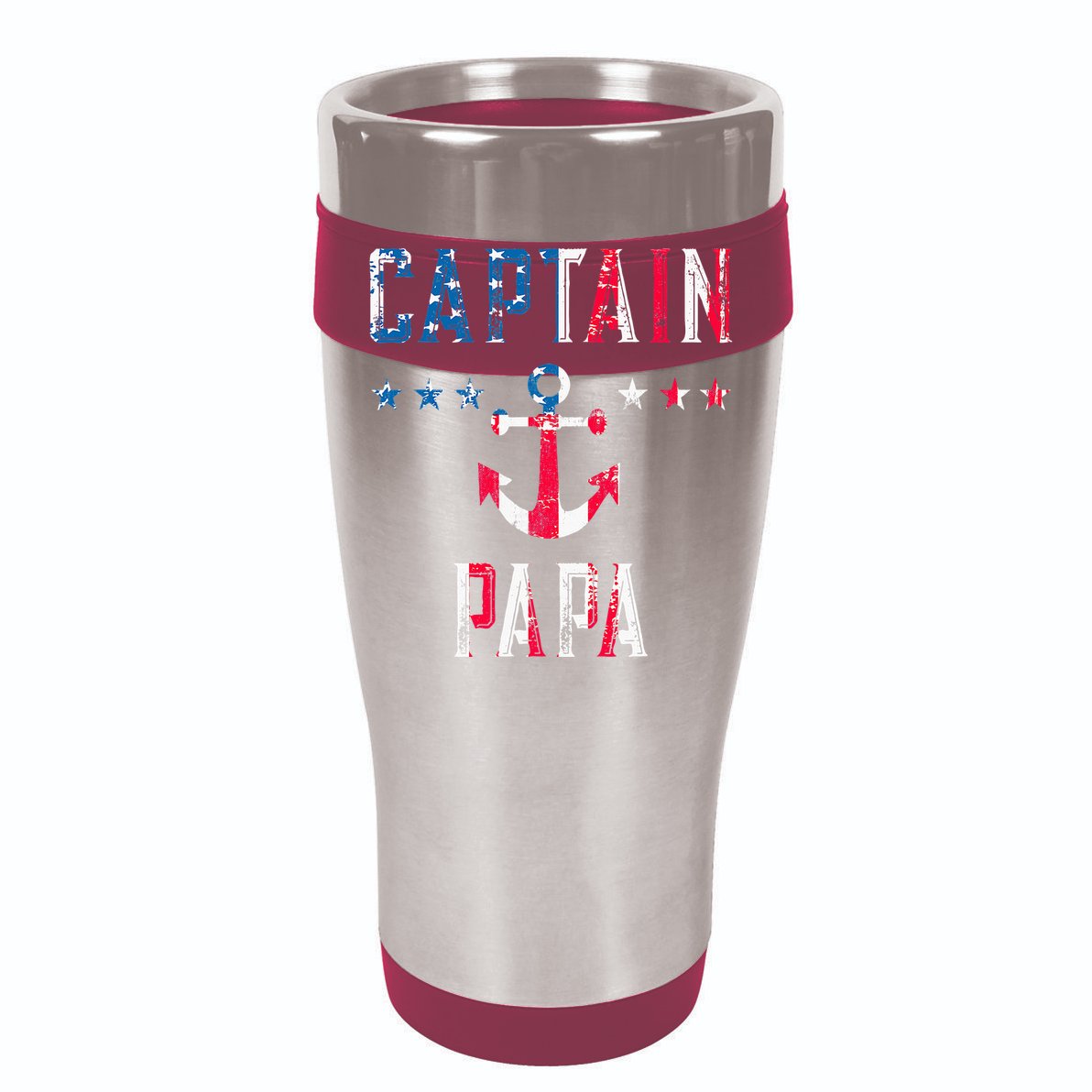 Patriotic C.A.P.T.A.I.N Papa American Superhero Us Flag Cooling Performance Long Sleeve Crew