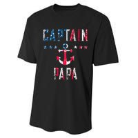 Patriotic C.A.P.T.A.I.N Papa American Superhero Us Flag Performance Sprint T-Shirt