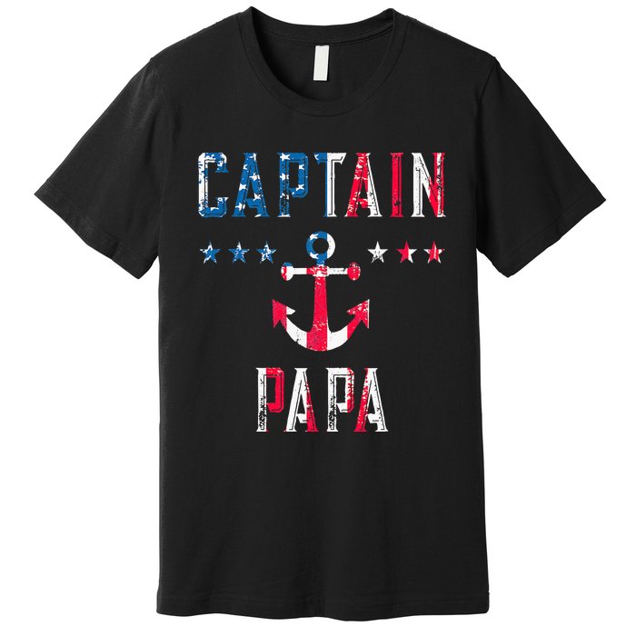 Patriotic C.A.P.T.A.I.N Papa American Superhero Us Flag Premium T-Shirt