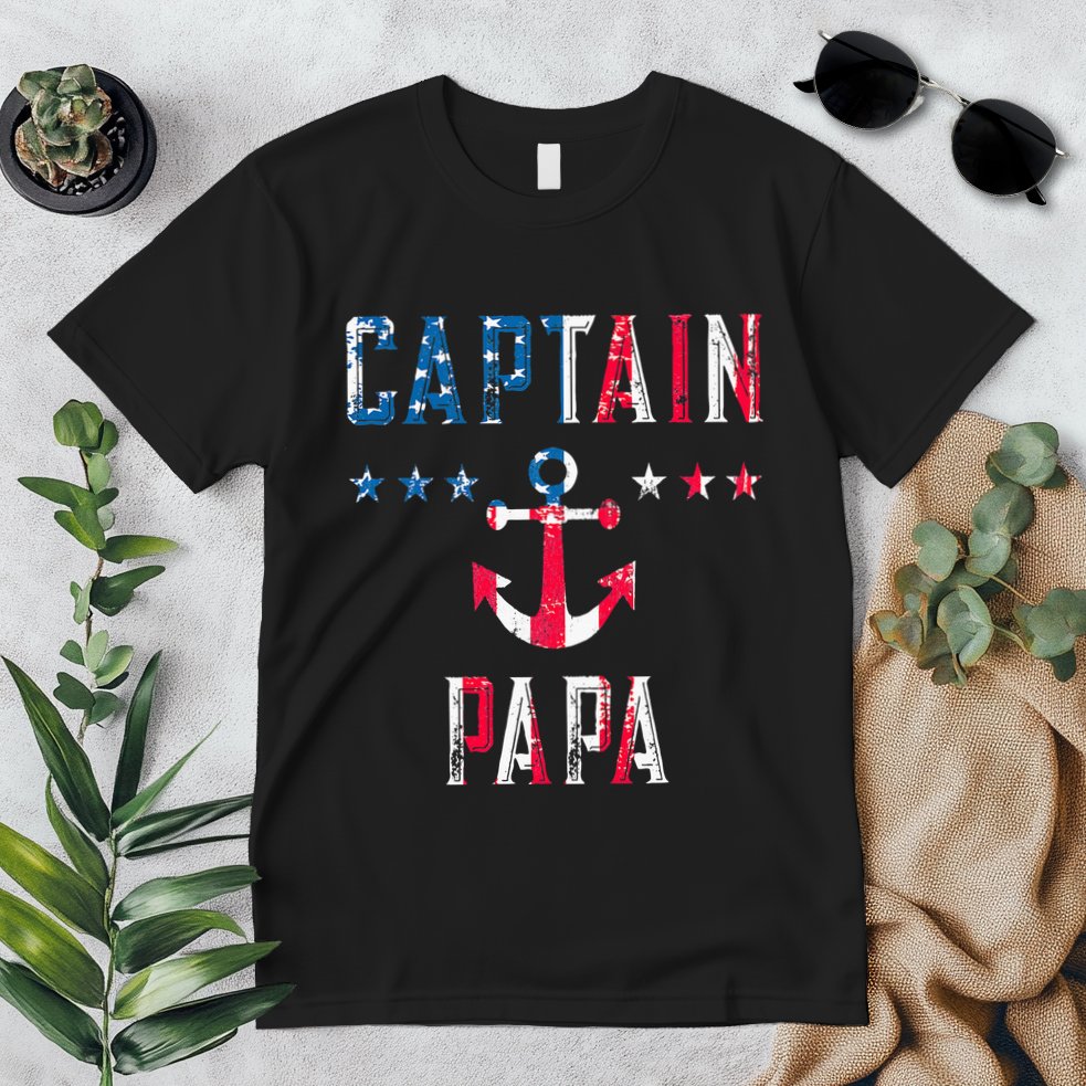 Patriotic C.A.P.T.A.I.N Papa American Superhero Us Flag Premium T-Shirt