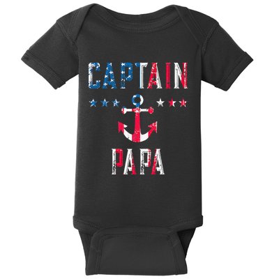 Patriotic C.A.P.T.A.I.N Papa American Superhero Us Flag Baby Bodysuit