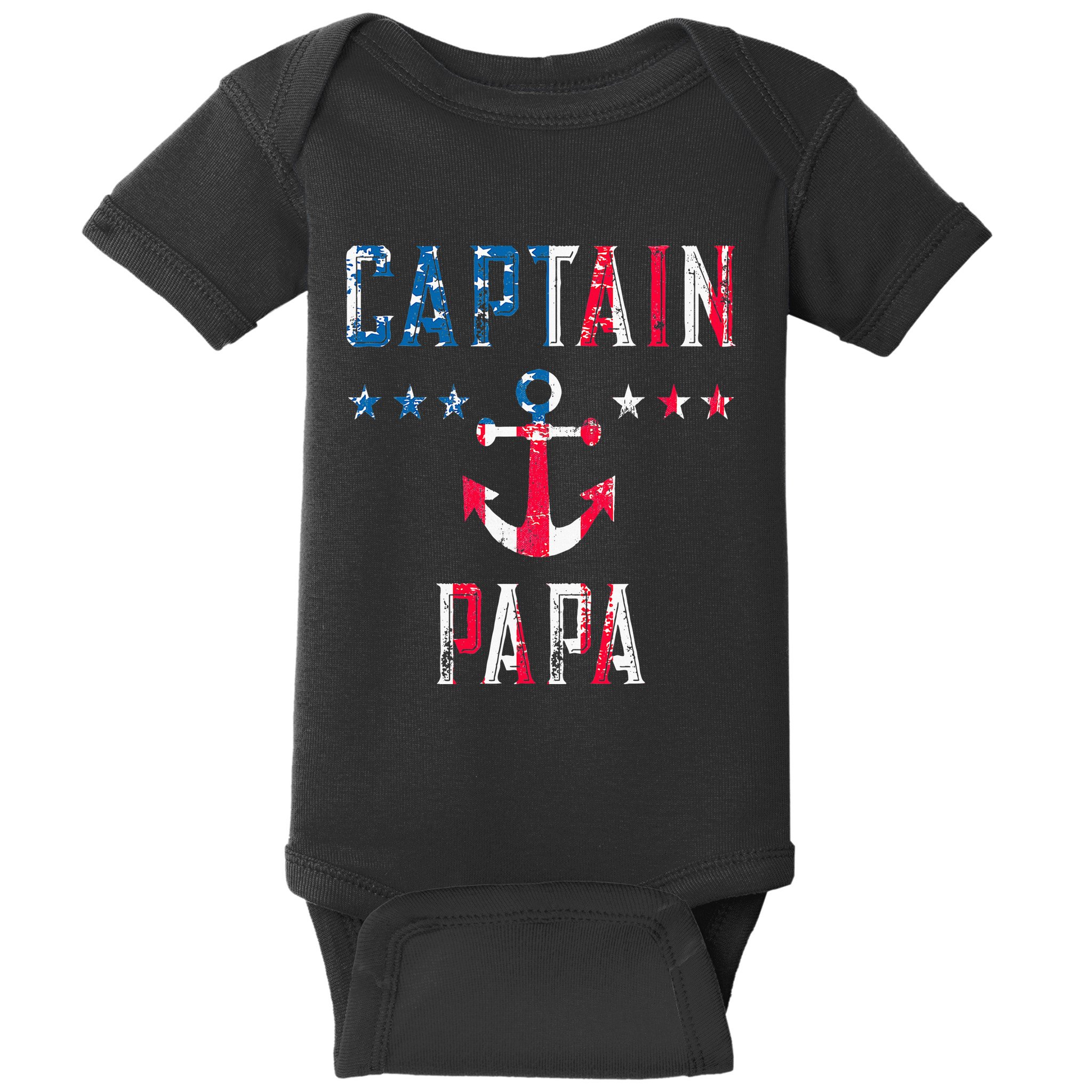 Patriotic C.A.P.T.A.I.N Papa American Superhero Us Flag Baby Bodysuit