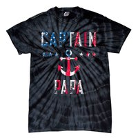 Patriotic C.A.P.T.A.I.N Papa American Superhero Us Flag Tie-Dye T-Shirt