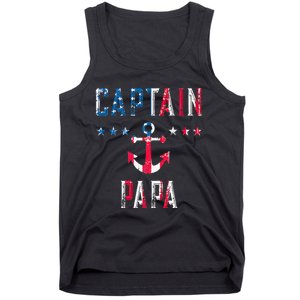 Patriotic C.A.P.T.A.I.N Papa American Superhero Us Flag Tank Top