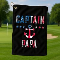 Patriotic C.A.P.T.A.I.N Papa American Superhero Us Flag Golf Towel