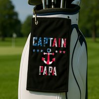 Patriotic C.A.P.T.A.I.N Papa American Superhero Us Flag Golf Towel