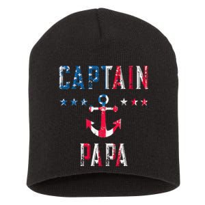 Patriotic C.A.P.T.A.I.N Papa American Superhero Us Flag Short Acrylic Beanie