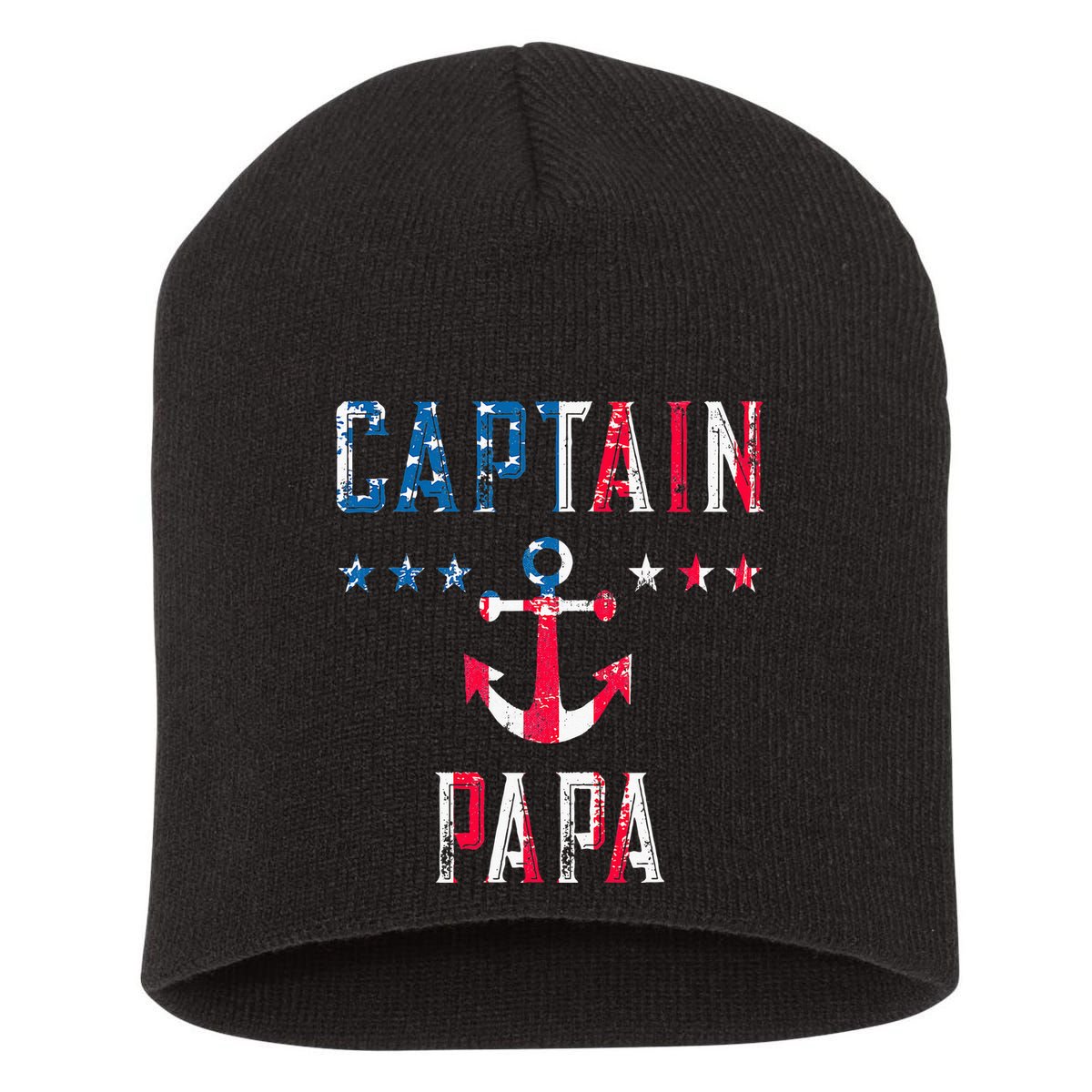 Patriotic C.A.P.T.A.I.N Papa American Superhero Us Flag Short Acrylic Beanie