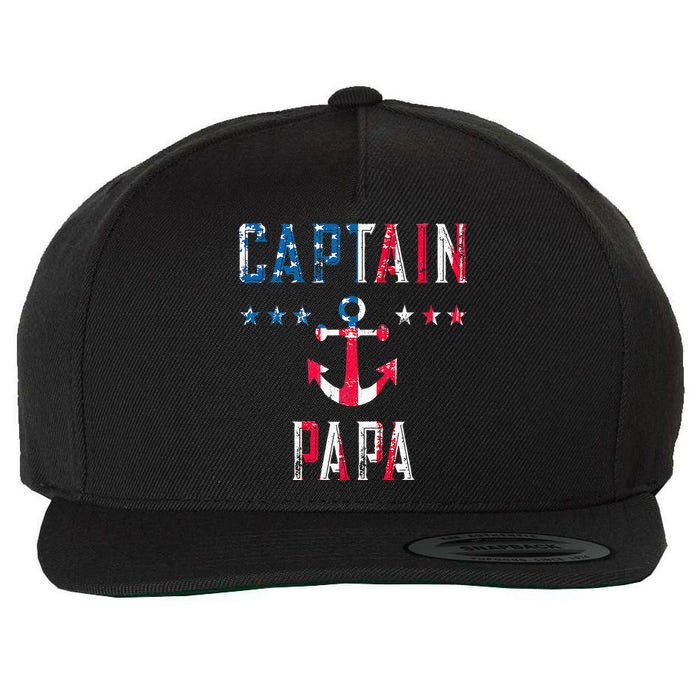 Patriotic C.A.P.T.A.I.N Papa American Superhero Us Flag Wool Snapback Cap