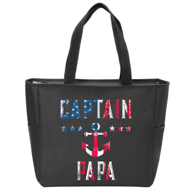 Patriotic C.A.P.T.A.I.N Papa American Superhero Us Flag Zip Tote Bag