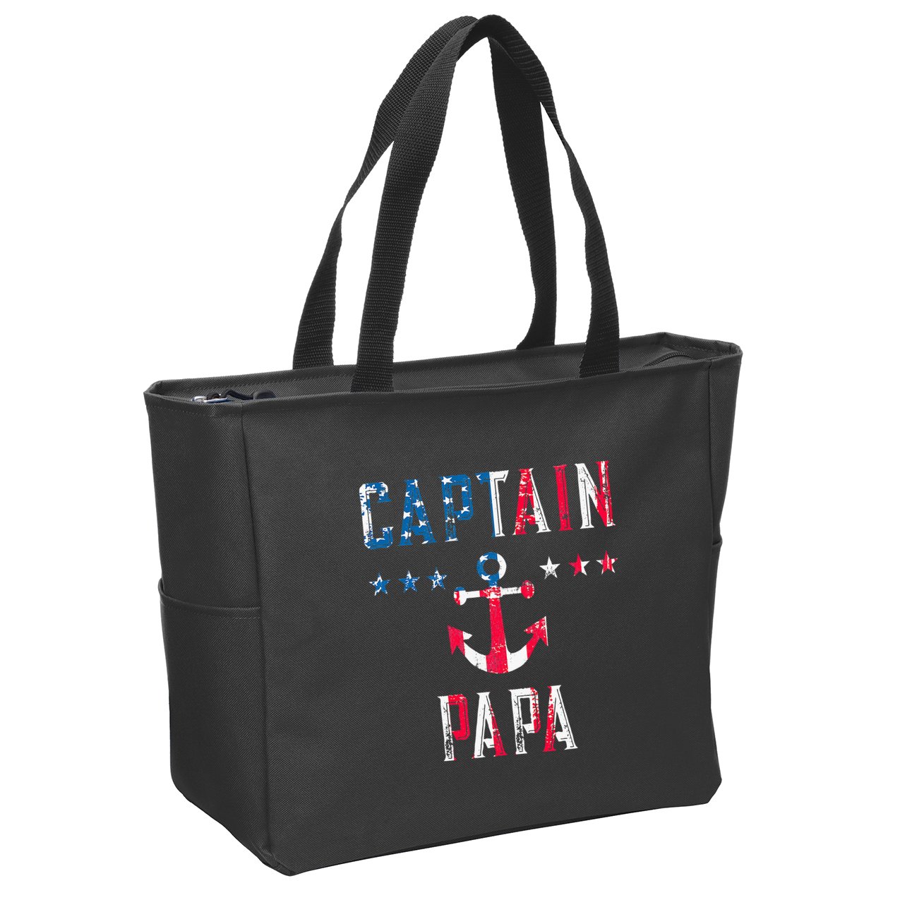 Patriotic C.A.P.T.A.I.N Papa American Superhero Us Flag Zip Tote Bag