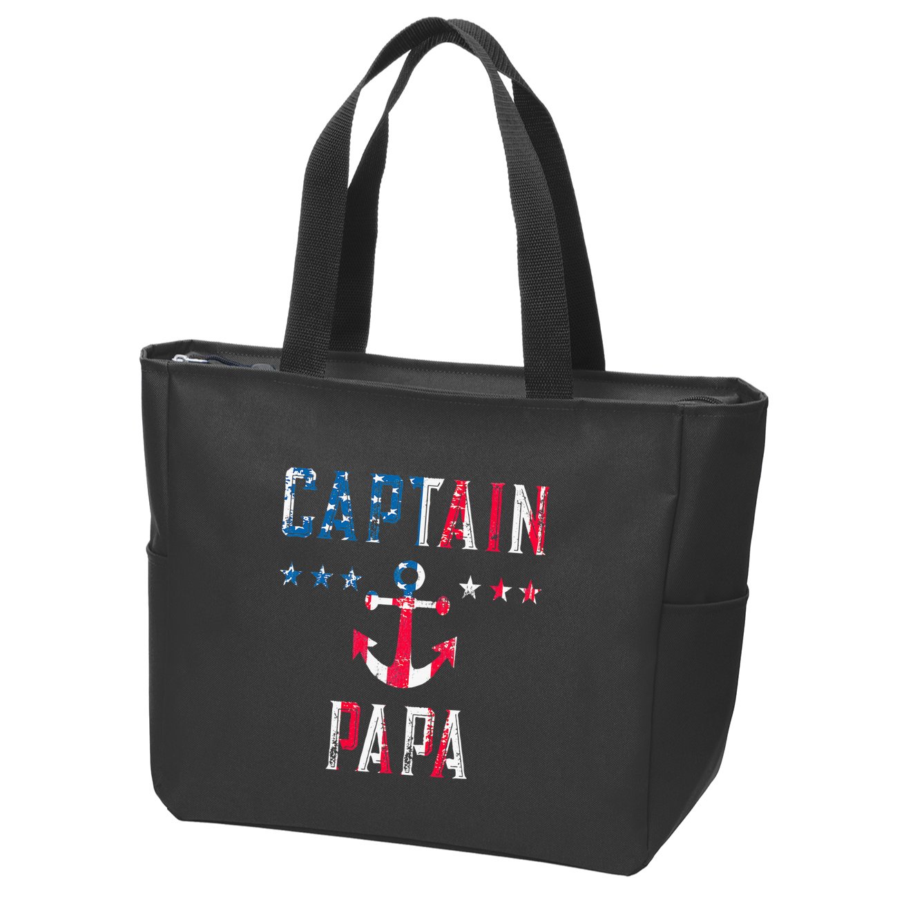 Patriotic C.A.P.T.A.I.N Papa American Superhero Us Flag Zip Tote Bag