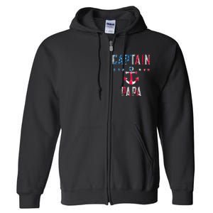 Patriotic C.A.P.T.A.I.N Papa American Superhero Us Flag Full Zip Hoodie