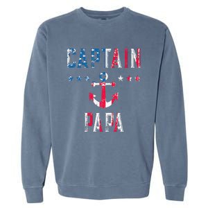 Patriotic C.A.P.T.A.I.N Papa American Superhero Us Flag Garment-Dyed Sweatshirt