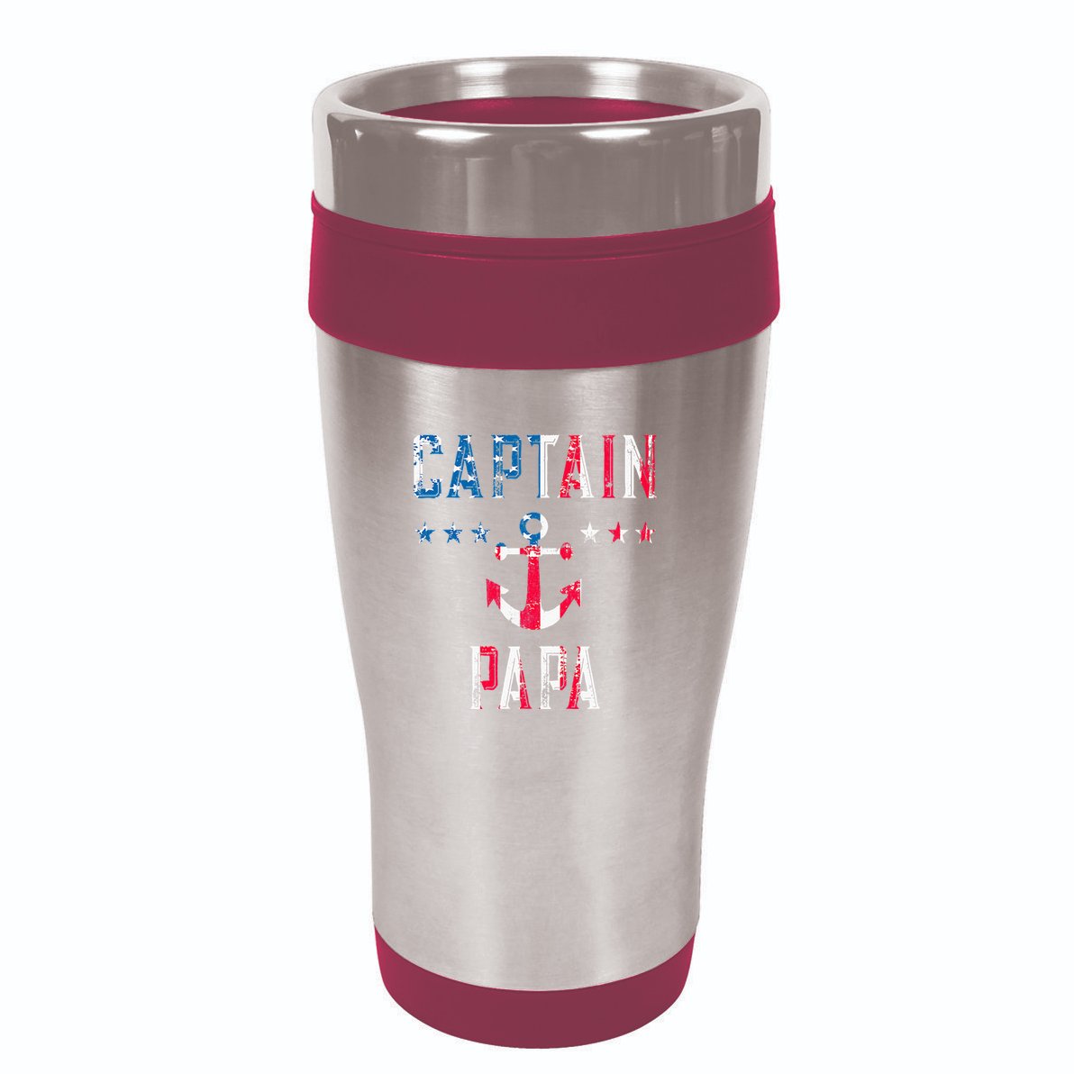 Patriotic C.A.P.T.A.I.N Papa American Superhero Us Flag 16oz Travel Tumbler