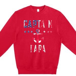 Patriotic C.A.P.T.A.I.N Papa American Superhero Us Flag Premium Crewneck Sweatshirt