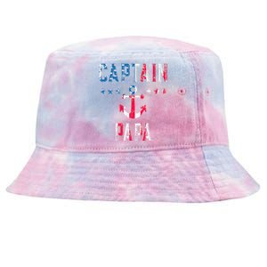 Patriotic C.A.P.T.A.I.N Papa American Superhero Us Flag Tie-Dyed Bucket Hat